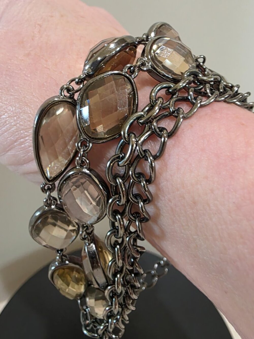 Simply Vera Vera Wang Multi Strand Statement Bracelet Gunmetal Champagne Topaz